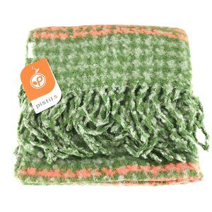 Pistil Womens Gwen Scarf Knit Fuzzy Fringe Houndstooth Green